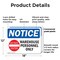 Signmission Warehouse Personnel Only OSHA Notice Sign, Plastic, 18in W x 12in L, 2PK OS-2PACK-NS-P-1218-L-16852 - alternate 2